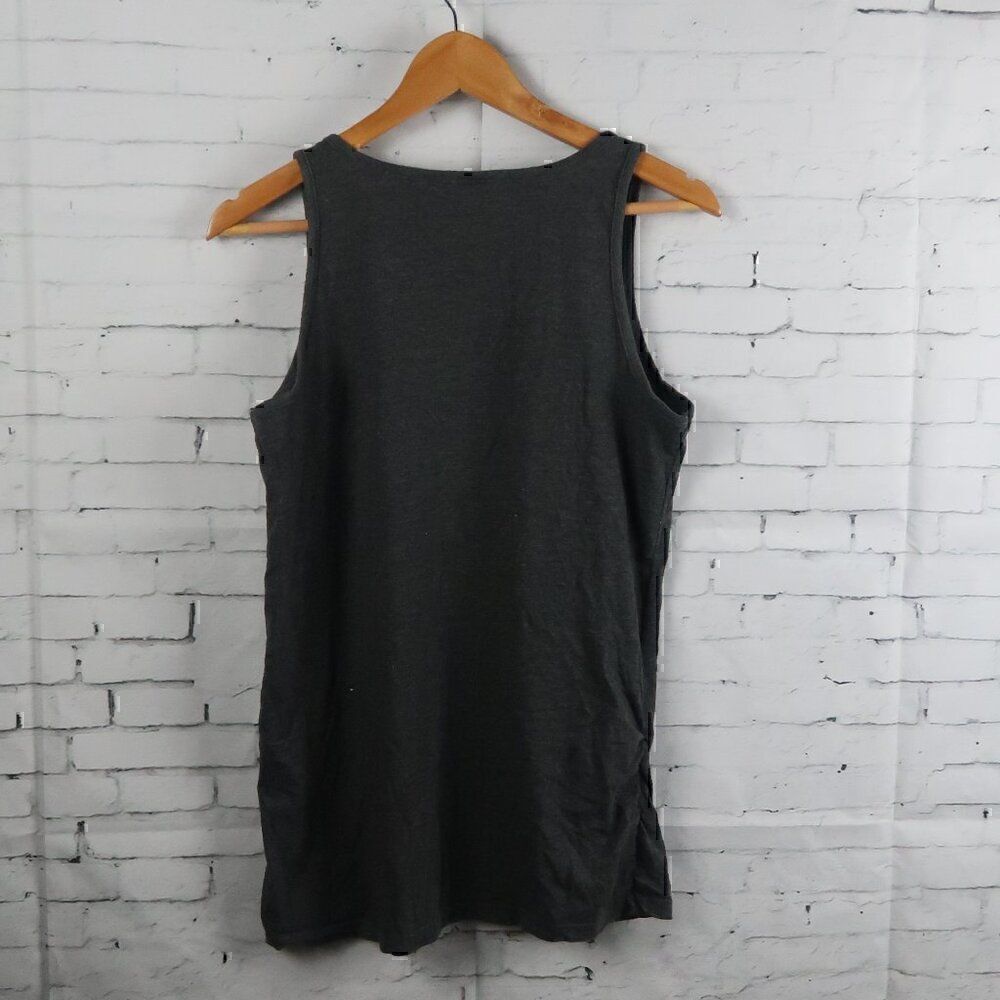 AIR WAVES GREY MATERNITY ROUCHED SIDES GRAPHIC TANK TOP SIZE LARGE - Picture 6 of 6